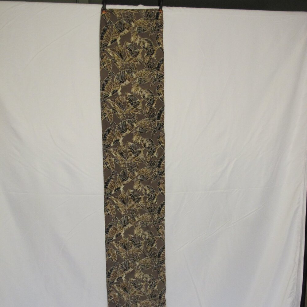 Tan silk scarf with leaves